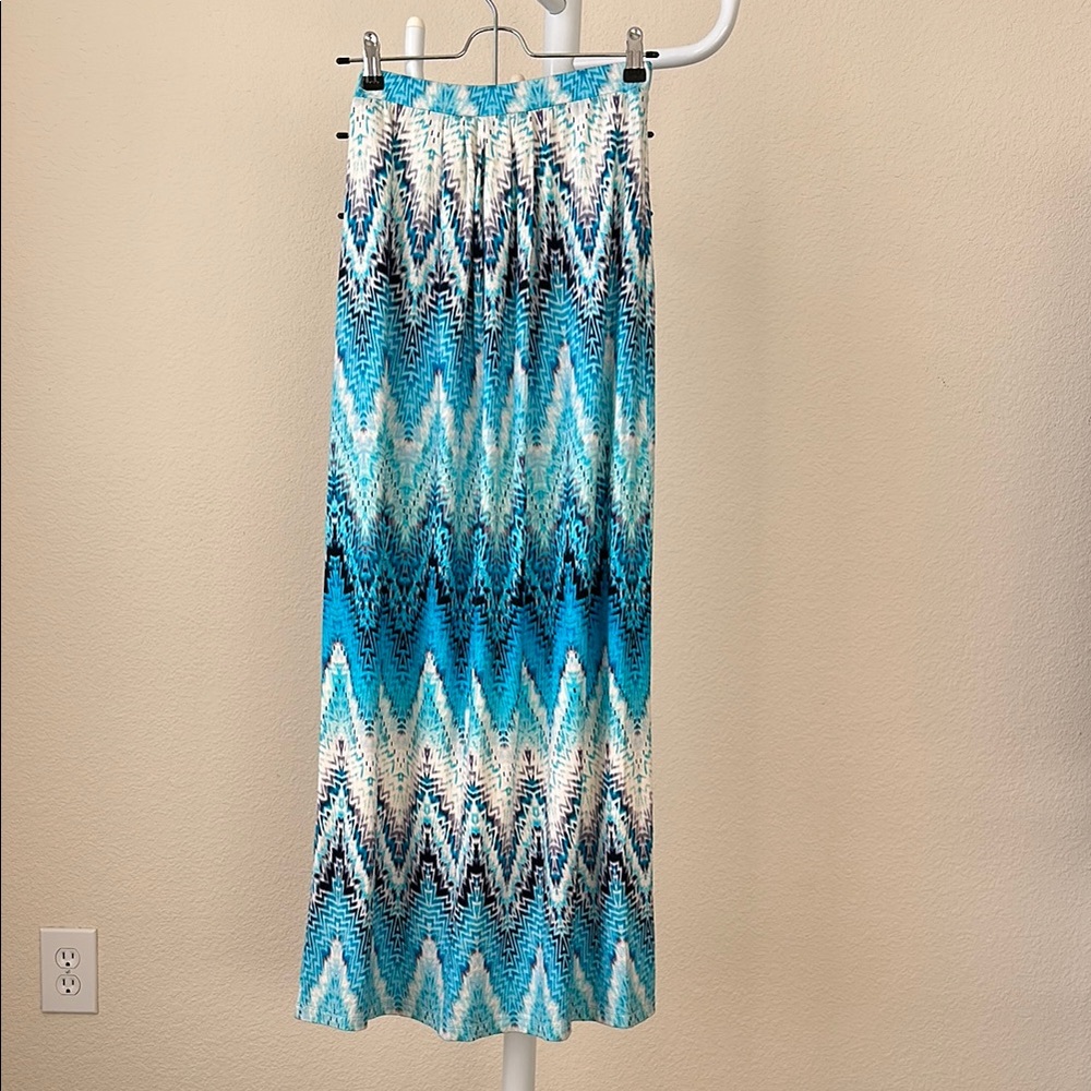 Blue Chevron Maxi Skirt